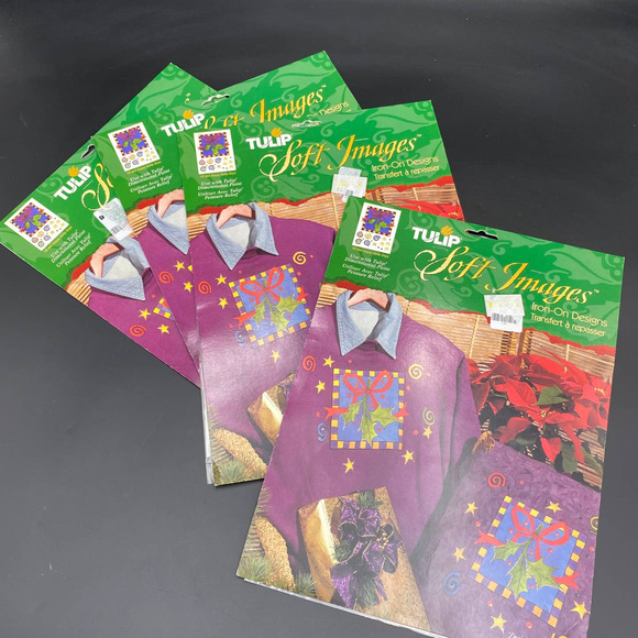 Tacky Christmas Sweatshirt Transfers Set of 4 - Vintage Puff Paint Sweatshirt - Picture 2 of 8